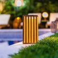 Lanterne solaire décorative - LUMISKY - CHENNAI - H30 cm - En bois teck massif - LED blanc chaud-2