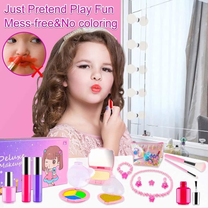 Maquillage Enfant Jouet Fille, 34PCS Jouet Ensemble De Maquillage Lavable,  Jouets Jeu de Rôle Princesse pour Petites Filles