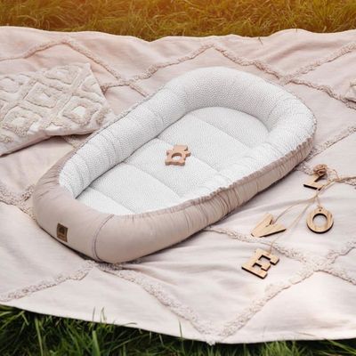 Réducteur De Lit Bébé PIMKO Mousseline - Cocon 100% Coton Nid Pour Nouveau-né Vanille Beige