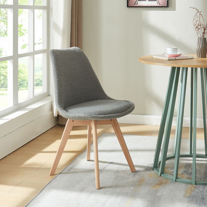 Lot de 6 chaises pivotantes en tissu tweed et métal beige - Crème - RASEMA