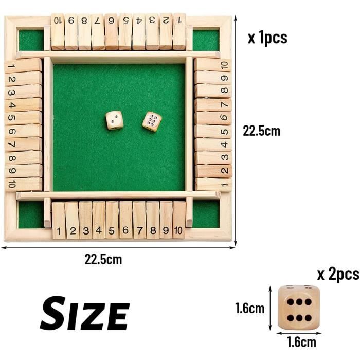 Jeu de société - Shut The Box - Classique - Bois - Jeu de dés - 2 joueurs ou plus - Jeux - Jouets