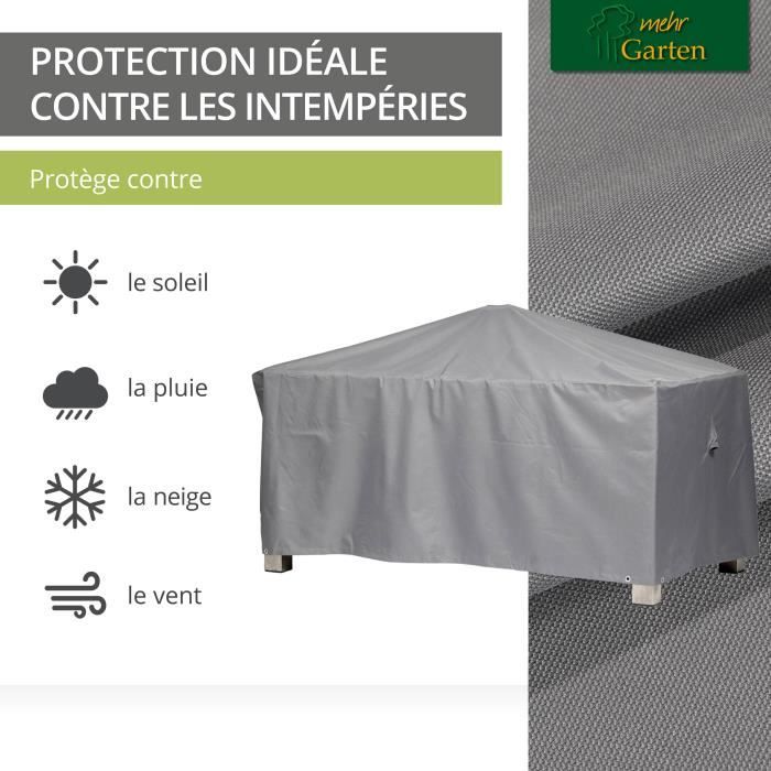 Housse Pour Table Rectangulaire Bosmere - Protection Tous Temps - Gris - 71x94x170 Cm