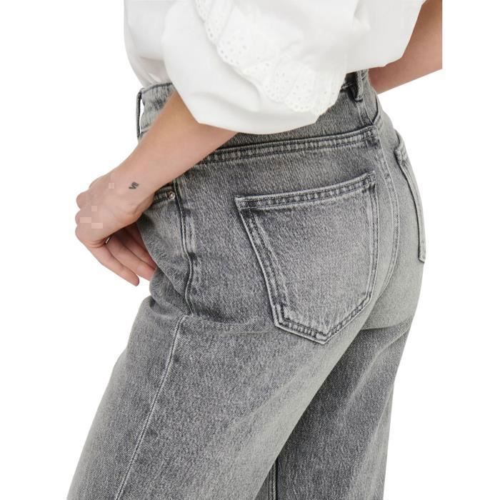 ONLY Jean Coupe Droite Taille Haute Gris Denim Femme Gris