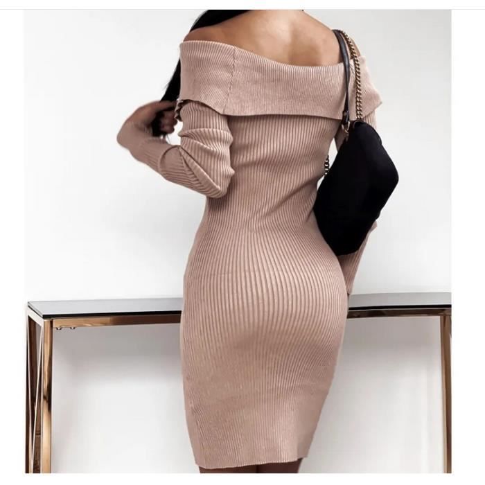 Sexy Robe Pull collant unie femme grande taille automne en maille