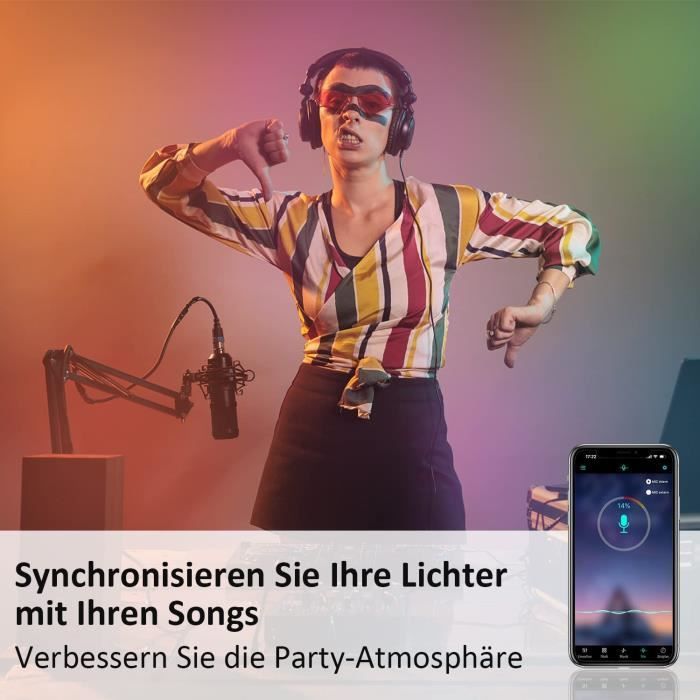 Ruban LED 30M KSIPZE - Bande Lumineuse RGB Avec Appli Bluetooth, Télécommande Et Mode Musical