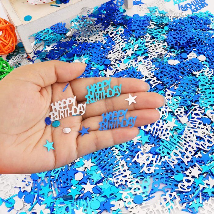 Confettis anniversaire, Confettis HAPPY BIRTHDAY bleu Confettis étoiles argent Paillettes Confettis table argent bleu 30g Confettis HAPPY BIRTHDAY pour anniversaire fête décorations Confettis anniversaire, Confettis HAPPY BIRTHDAY bleu Confettis étoiles argent Paillettes Confettis table argent bleu 30g Confettis HAPPY BIRTHDAY pour anniversaire fête décorations
