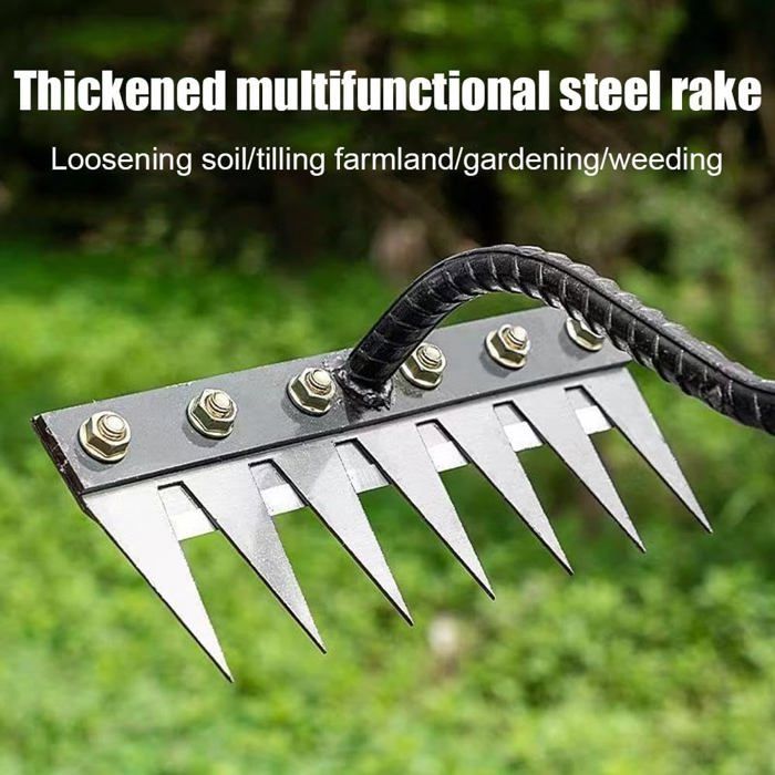 Râteau De Désherbage Jardin 8 Dents Acier Carbone - Outil Robuste Sans Manche