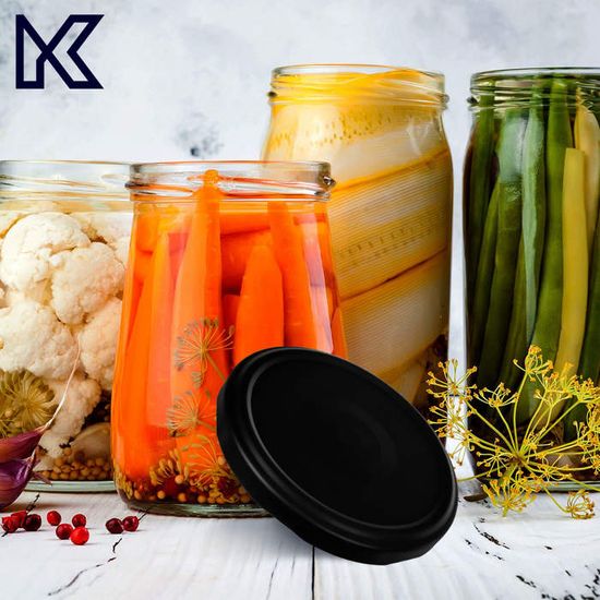 KADAX Lot De 6 Bocaux De Conservation Ronds En Verre 5L - Avec Couvercle à Visser Doré Pour Confitures Et Conserves