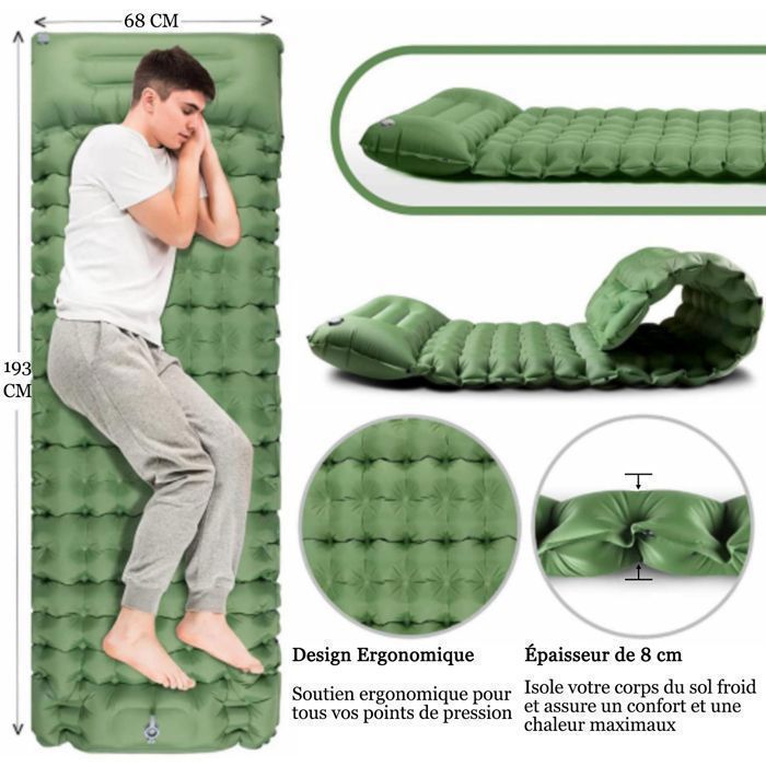 Matelas Autogonflant Quirlig 1 Pers – Gonflé En 30s, Confortable Et Ultra-léger !