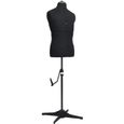 vidaXL Mannequin de couture ajustable pour homme Noir Taille 37-45-0