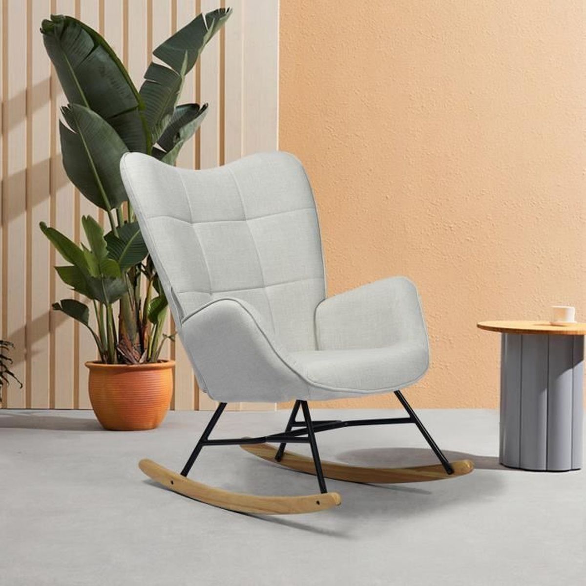 Fauteuil à bascule Fauteuil d'allaitement bébé Fauteuils Tissu gris salon  chambre Scandinavie - Achat / Vente fauteuil - Cdiscount