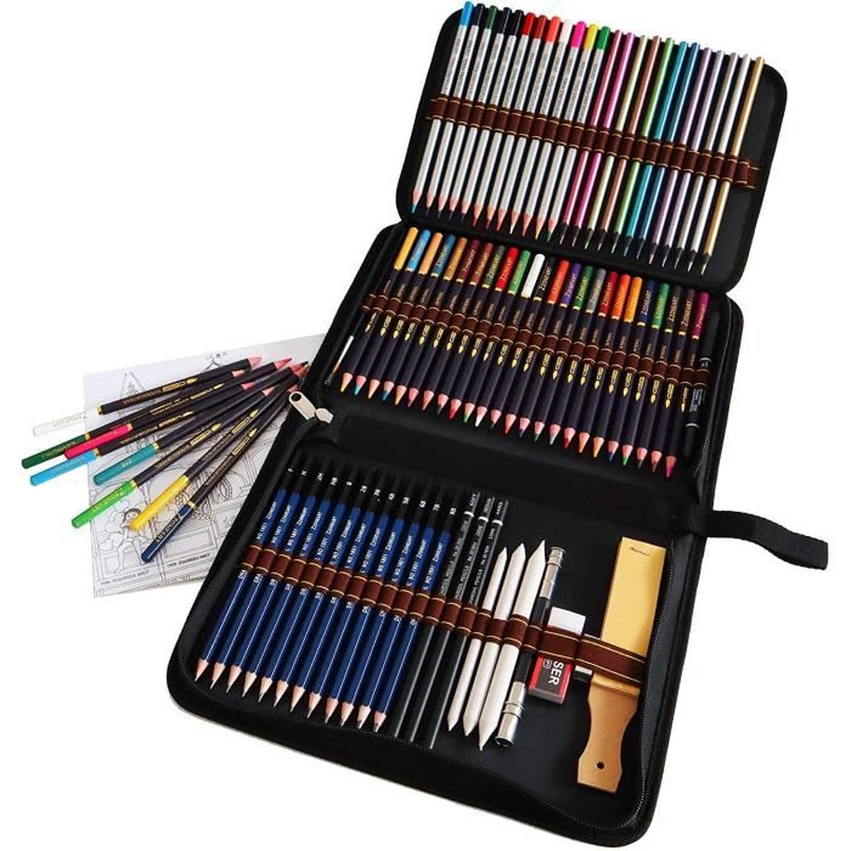 72 Crayons De Couleurs Professionnels - Set Art Dessin Coloriage Avec Étui Zippé - Idéal Adultes Artistes Enfants