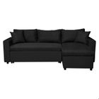 LOUNGITUDE Canapé d'angle 4 places Convertible et Réversible MARIA avec Coffre en simili et microfibre - Noir