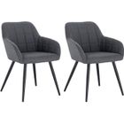 WOLTU Lot de 2 Chaises de salle à manger en lin et métal 49x43x81cm Gris foncé