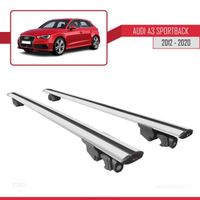 Pour Audi A3 Sportback 2012-2020 HOOK Barres de Toit Railing Porte-Bagages de voiture Avec verrouillable Alu Gris