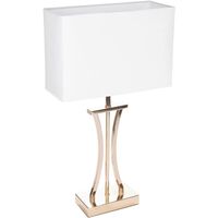 BRUBAKER Lampe de table ou de chevet Golden Column - Lampe de table en métal vintage - 50 cm de haut, Blanc d'or