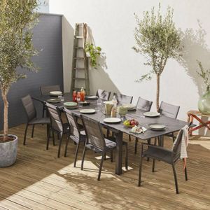 Ensemble table et chaise de jardin Salon de jardin table extensible - Odenton Anthrac