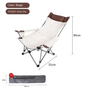 CHAISE DE CAMPING Blanc - Chaise de camping portable pliante en alum