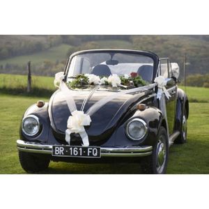 Kit décoration voiture mariage métallisé ivoire - Vaisselle jetable discount