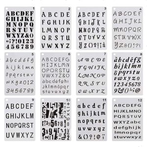Lot 6 Pochoirs Alphabet & Chiffres Calligraphie – 6 Polices Différentes – Plastique Réutilisable 26×18 Cm