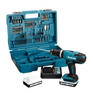 MAKITA Perceuse visseuse à percussion HP457DWE10 - 2x18V - 1,5Ah - 74 accessoires