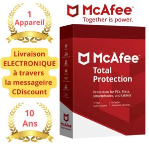ANTIVIRUS McAfee Total Protection 2022 - Valable 10 ANS - Cl