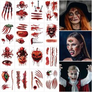 STICKERS - STRASS Tatouage Halloween 16 Feuille Maquillage Halloween