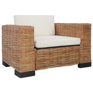 Fauteuil Rond Rotin & Coussin Howard 98cm Naturel