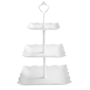 Présentoir à Gâteaux 3 Étages Blanc - Pour Mariage, Anniversaire, Cupcakes - Décoration De Table