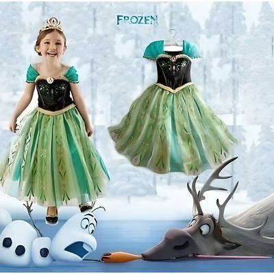Deguisement Anna Reine des Neiges 5 6 ans FINDPITAYA Robe feerique Vert Enfant La Reine des Neiges Cdiscount Jeux Jouets