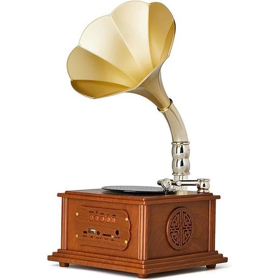 Rétro Gramophone portable avec haut-parleurs stéréo. - Test et Avis Rétro Gramophone portable avec haut-parleurs stéréo. - Test et Avis