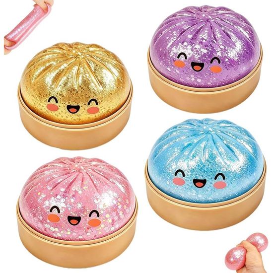 Jouet Sensoriel Anti-Stress en Forme De Ravioli avec Boîte Vapeur, Dumpling Squishy Mystery