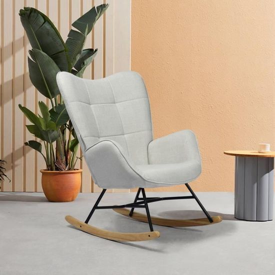 Fauteuil A Bascule Fauteuil D Allaitement Bebe Fauteuils Tissu Gris Salon Chambre Scandinavie Cdiscount Maison