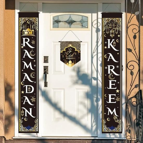Décoration Ramadan – Kit Avec Bannière, Ballons étoile/lune, Suspensions – Pour Fête à La Maison