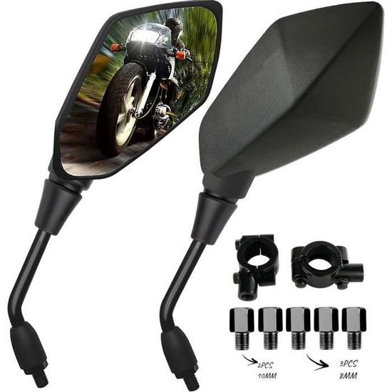 Paire De Rétroviseurs Moto Universels Grand Angle 7/8" (22 Mm) - Alliage Aluminium Rouge - Vision 360° Ultra-Claire