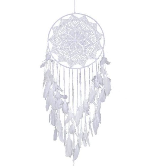 Grand Décor Mural Blanc Attrape Rêves,Crochet Macramé Tenture Murale ...