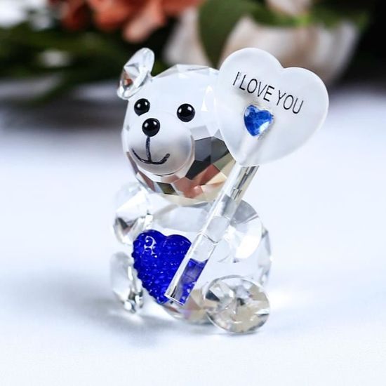 Statue deco,Figurine ours en cristal en forme de cœur,1 pièce,ornement en  verre,Animal Miniature,amour,cadeaux - Type Red heart - Cdiscount Maison