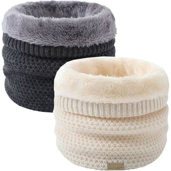 Cache-Cou Homme Hiver Polaire Chauffant TRABIG - Écharpe Circulaire Tricotée Double Face Élastique Moto Ski