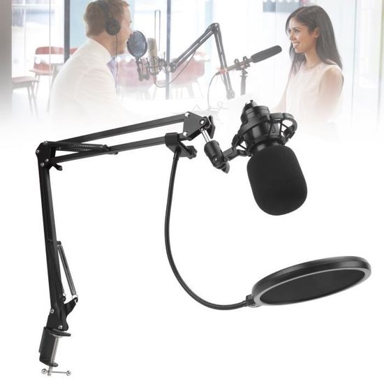 Microphone à Condensateur BM-800 Uqezagpa - Kit Studio Complet Avec Bras, Filtre Pop, Carte Son - Réponse 20 Hz-20 KHz, Idéal Chant Et Instruments