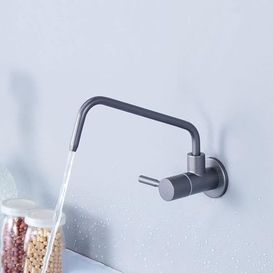 Robinet De Cuisine Pour Osmoseur G1/4 Acier Inoxydable 304 Noir - Bec Rotatif 360°, Montage Épaisseur 12-30 Mm - 14