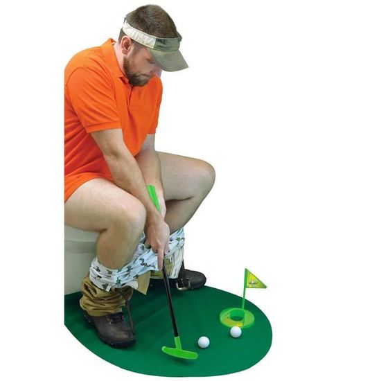 Goods & Gadgets Kit de Golf Toilette WC - Cadeau Golf, 90 x 70 cm