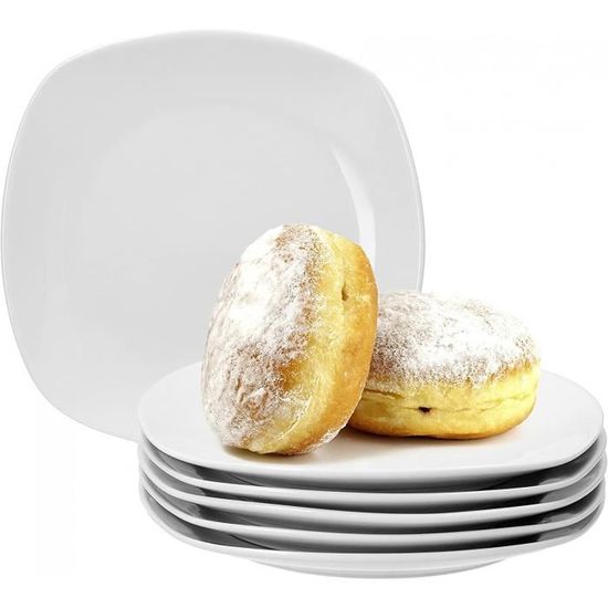 Van Well Lot De 6 Assiettes Petit Déjeuner En Porcelaine - Série Vario - Couleur Orange Éclatant - Lave-vaissable & Micro-ondable
