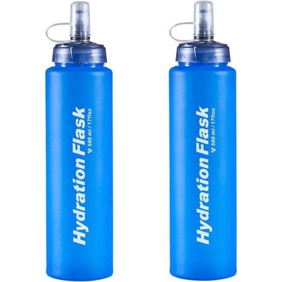 VIKSAUN 2 Gourdes Souples 500ml Pliables - Bouteille Course à Pied - TPU Sans BPA