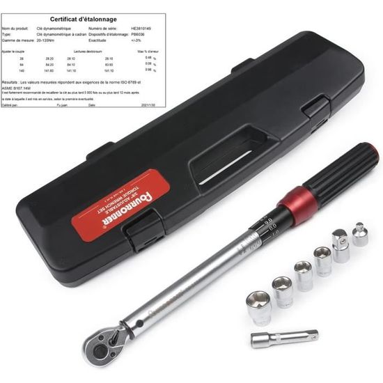 Clé Dynamométrique 1/2" 20-220Nm HARDZTOOL - Précision ±3% Avec 72 Dents Et Coffret