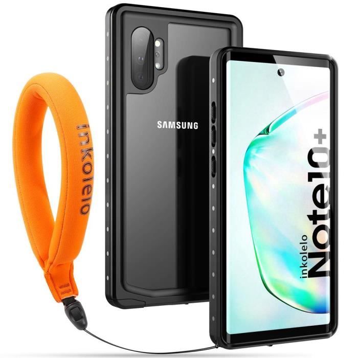 inkolelo Coque Étanche Samsung Galaxy Note 10+ 5G / Galaxy Note 10 Plus, Full Body Protection [IP68 Imperméable] Antichoc, Noir
