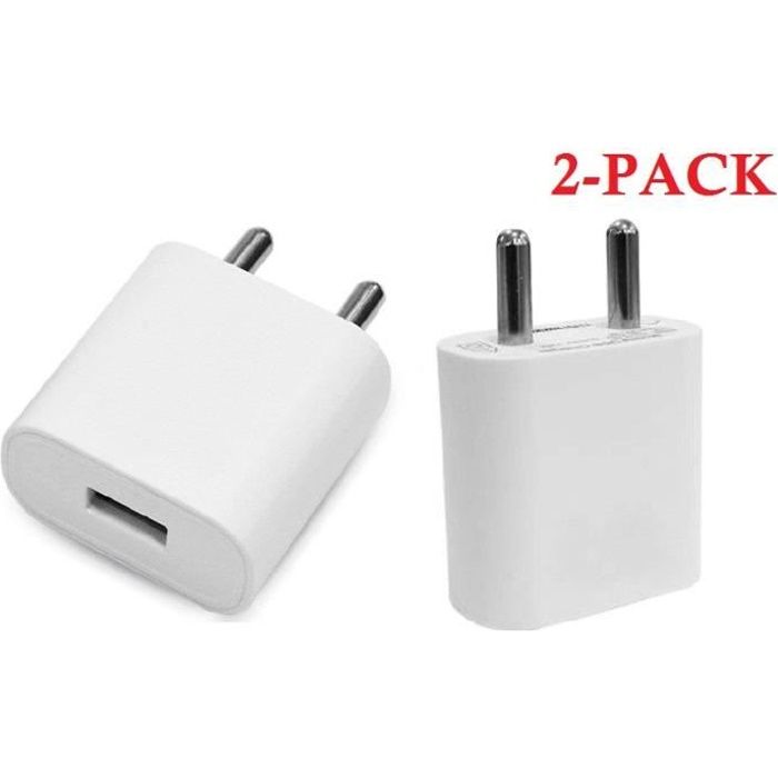 RKINC pour iphone, chargeur mural USB 1 port USB 5V/1.0A de adaptateur secteur universel pour voyage domicile(Certifié CE)(2 Pack)