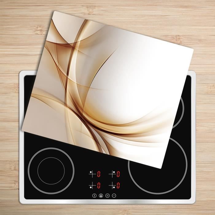 Tulup Glass Planche à découper avec couvercle protecteur pour cuisine résistant chaleur 60x52 cm - „Abstraction Des Vague Abstract”