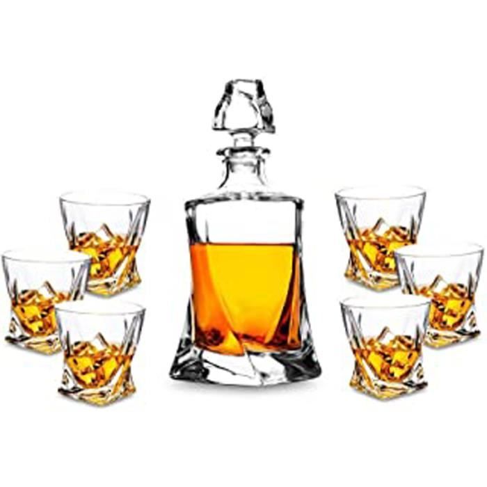 BaoBaodp Carafe Whisky, 800Ml Bouteille Avec 6X 300Ml Verre À Whiskey, Décanter Cristal, Belle Boîte Cadea, 7 Pièces