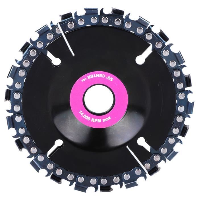 4po Disque de Chaîne de Meuleuse d'Angle + Chaîne Outil de Menuiserie de Travail Courbe Carbure 22 Dents