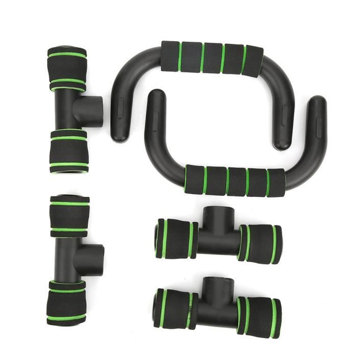 Barre de pompes support de fitness de sport en forme de H exerciseur musculaire équipement de fitness domestique(noir vert )-NIM